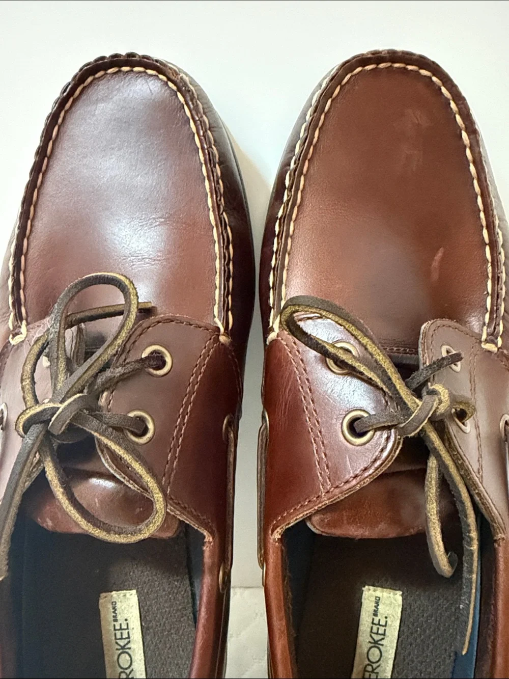 Cherokee Men’s Brown Leather Lace-Up Boat Deck Shoes. NWOT. Size 10.5